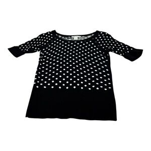 White House Black Market Black and White Polka Dot Sweater Top